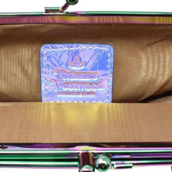 NWT Vivienne Westwood Archive Orb Double Frame Iridescent Pink Crossbody Purse - Picture 14 of 14